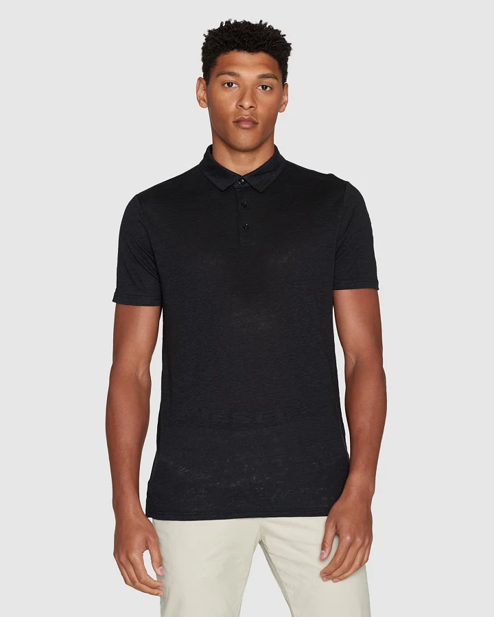 KnowledgeCotton Apparel Herren vegan Polohemd Schwarz