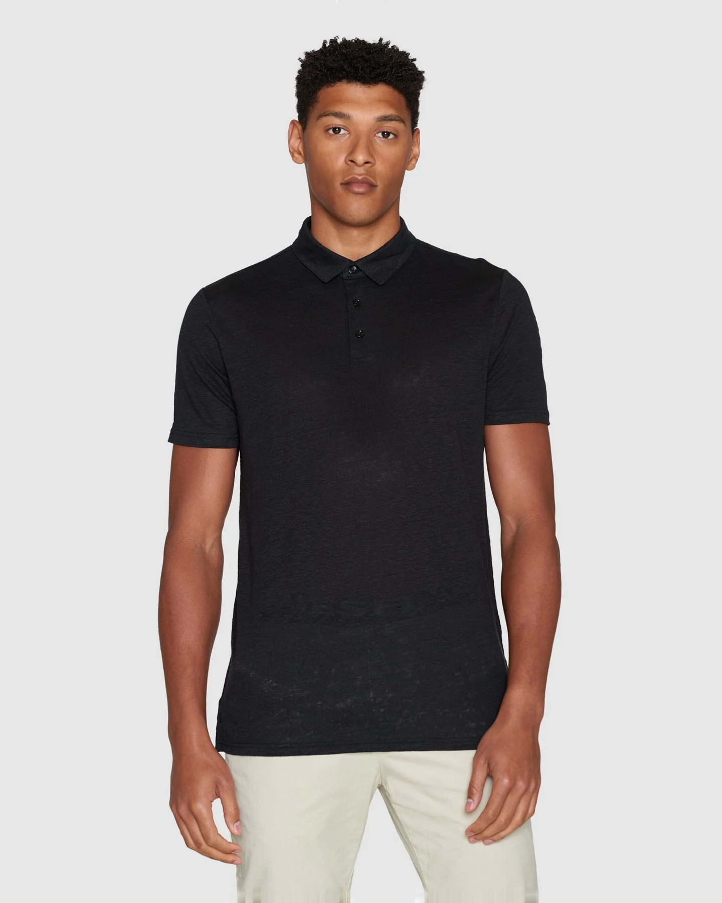 KnowledgeCotton Apparel Herren vegan Polohemd Schwarz – Ansicht 2