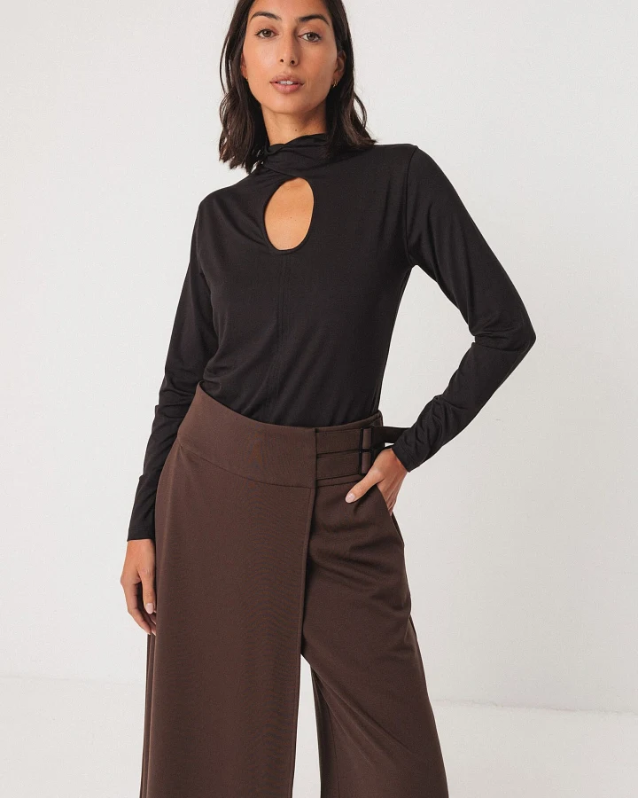 SKFK Damen vegan T-Shirt High Neck Zur-5 Schwarz