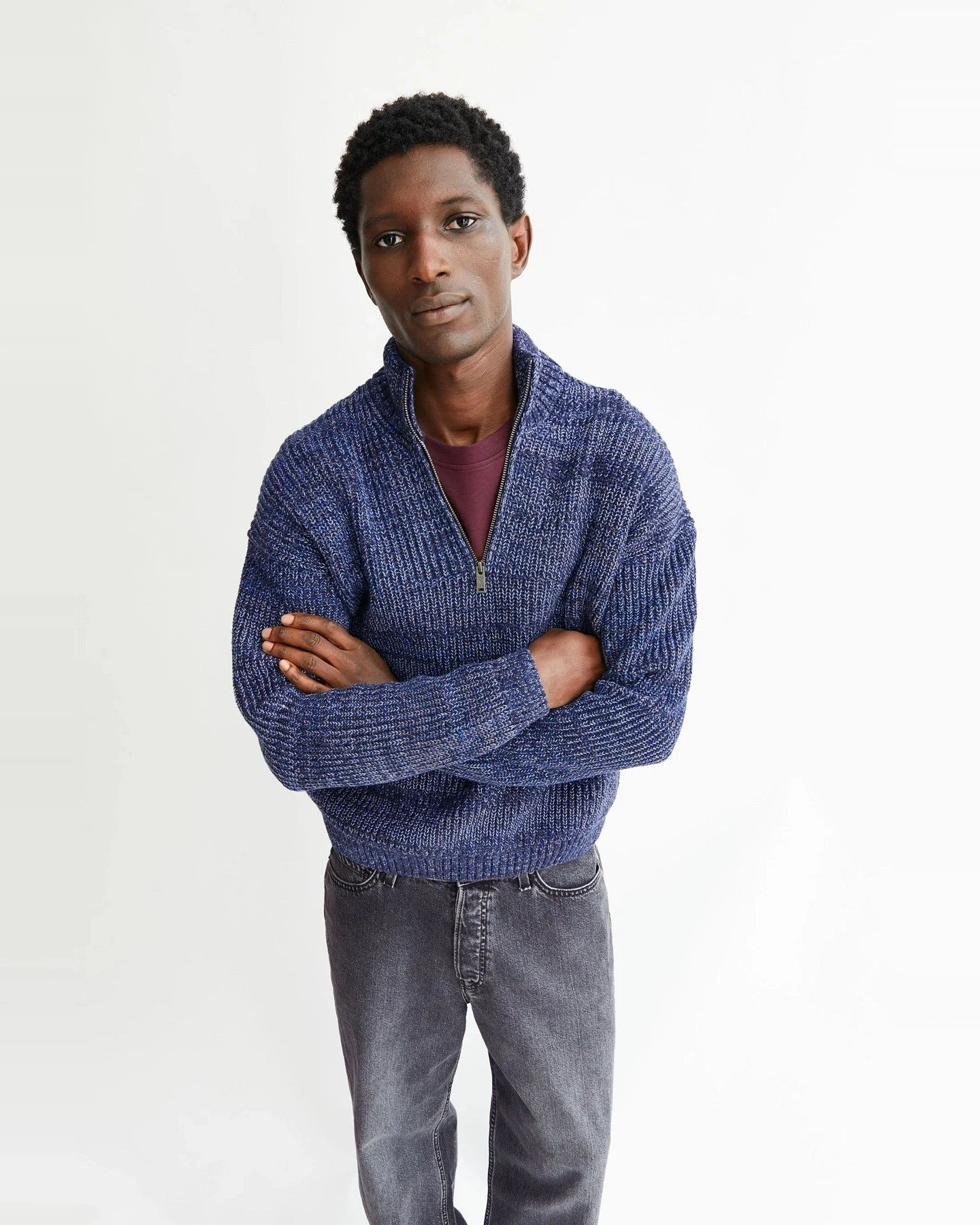 Strickpullover Michaael Mouline Wollmix Blau – Ansicht 4