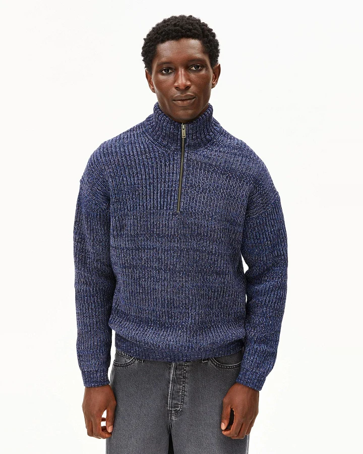 Strickpullover Michaael Mouline Wollmix Blau