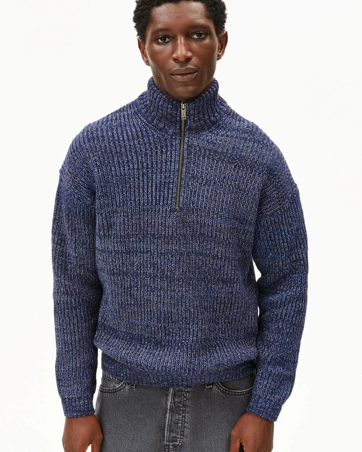 Strickpullover Michaael Mouline Wollmix Blau