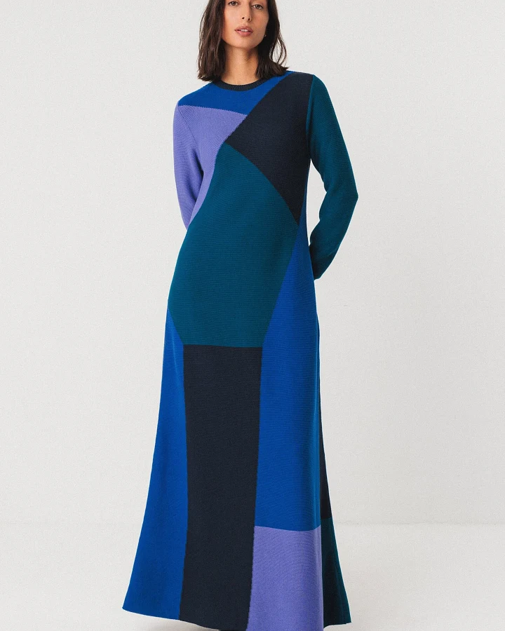 SKFK Damen vegan Strickkleid Bedia Mehrfarbig