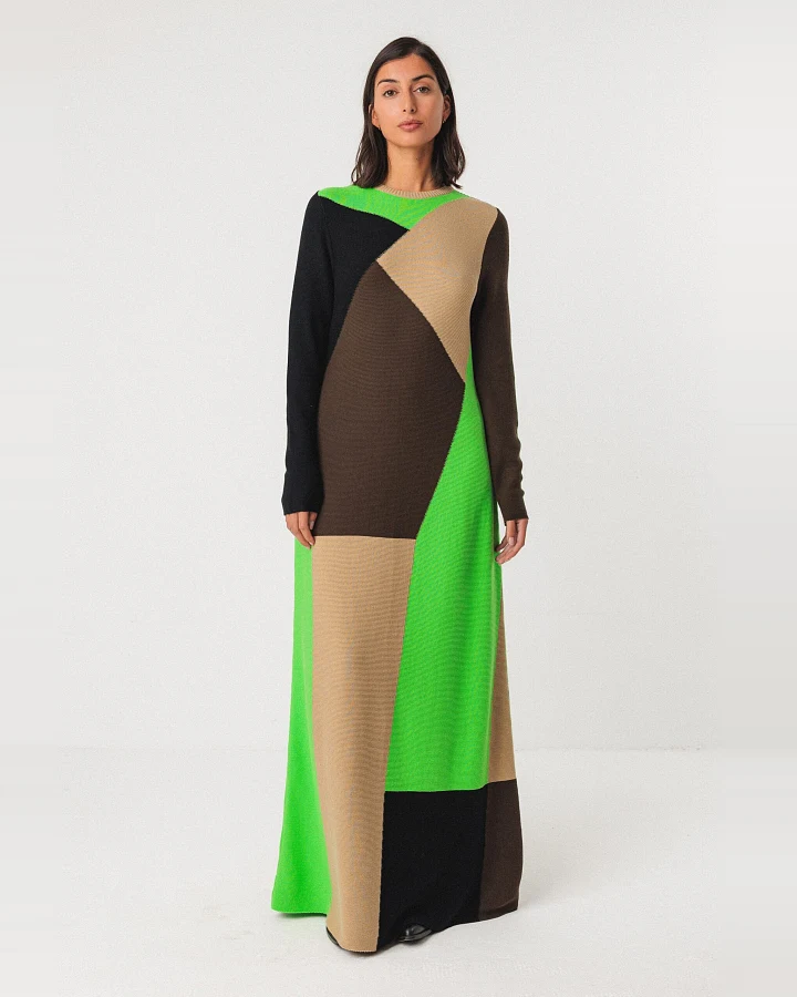 SKFK Damen vegan Strickkleid Bedia Mehrfarbig