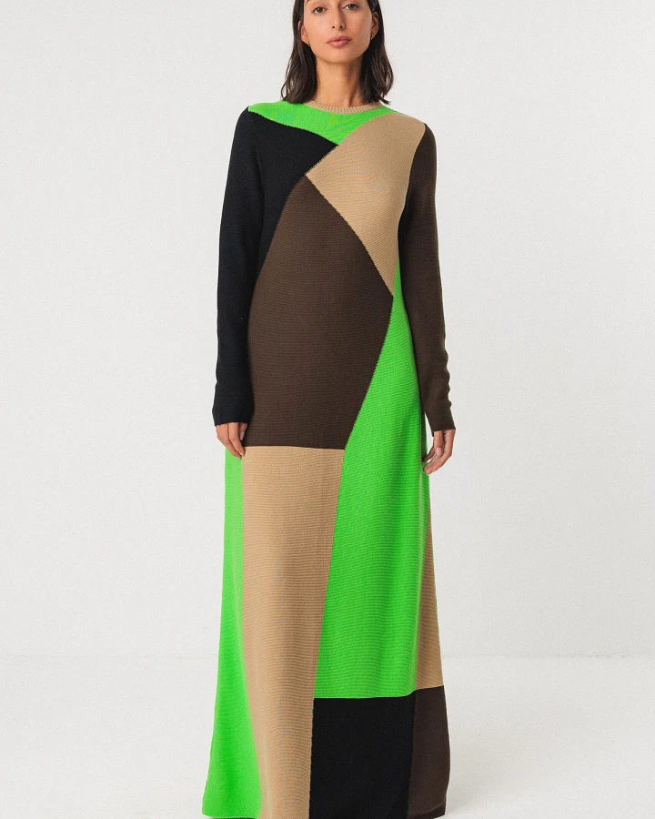 SKFK Damen vegan Strickkleid Bedia Mehrfarbig
