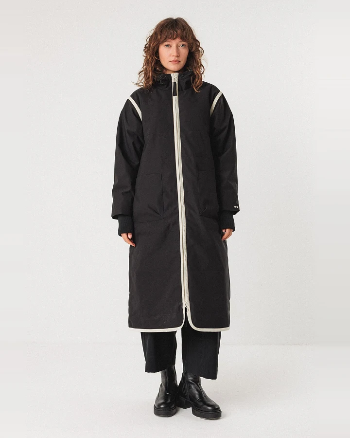 SKFK Damen vegan Mantel Garai Schwarz
