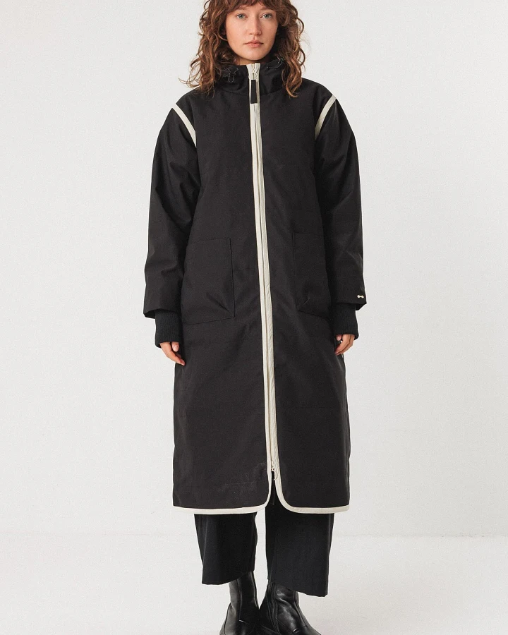 SKFK Damen vegan Mantel Garai Schwarz