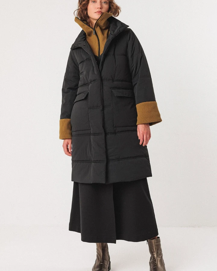 SKFK Damen vegan Mantel Harea Schwarz