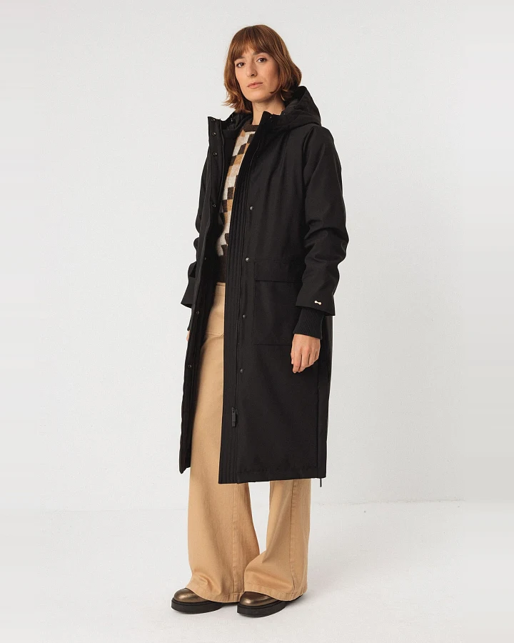 SKFK Damen vegan Mantel Adana Schwarz