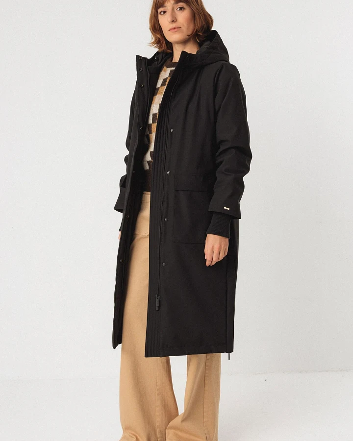 SKFK Damen vegan Mantel Adana Schwarz