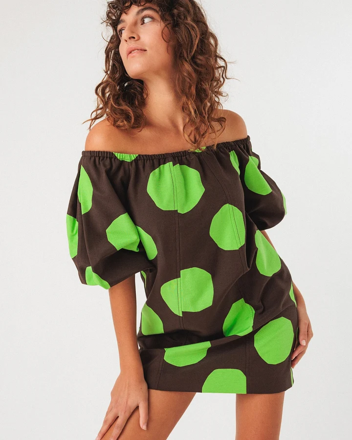 SKFK Damen vegan Kleid Silbane Braun/Grün