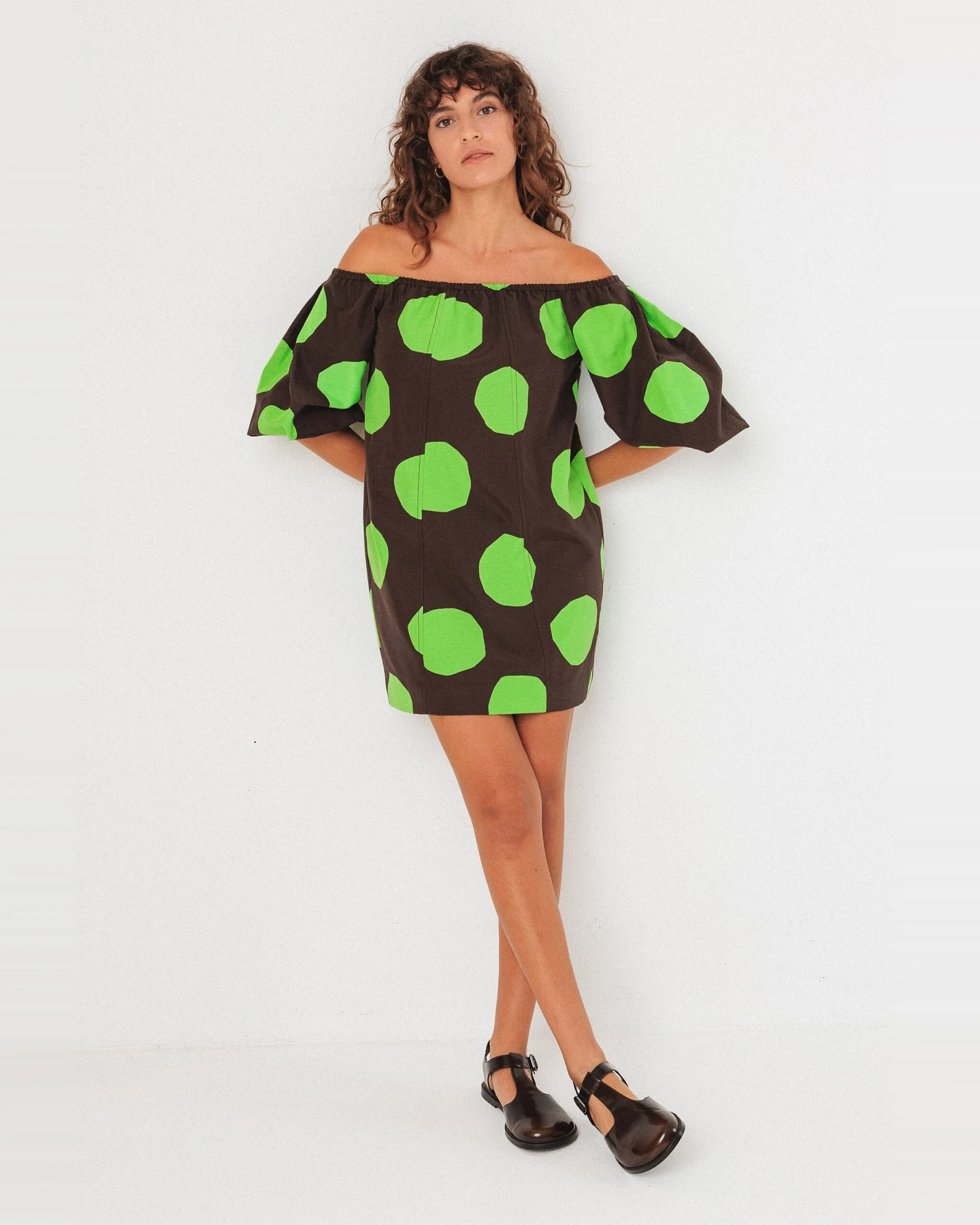 SKFK Damen vegan Kleid Silbane Braun/Grün – Ansicht 2