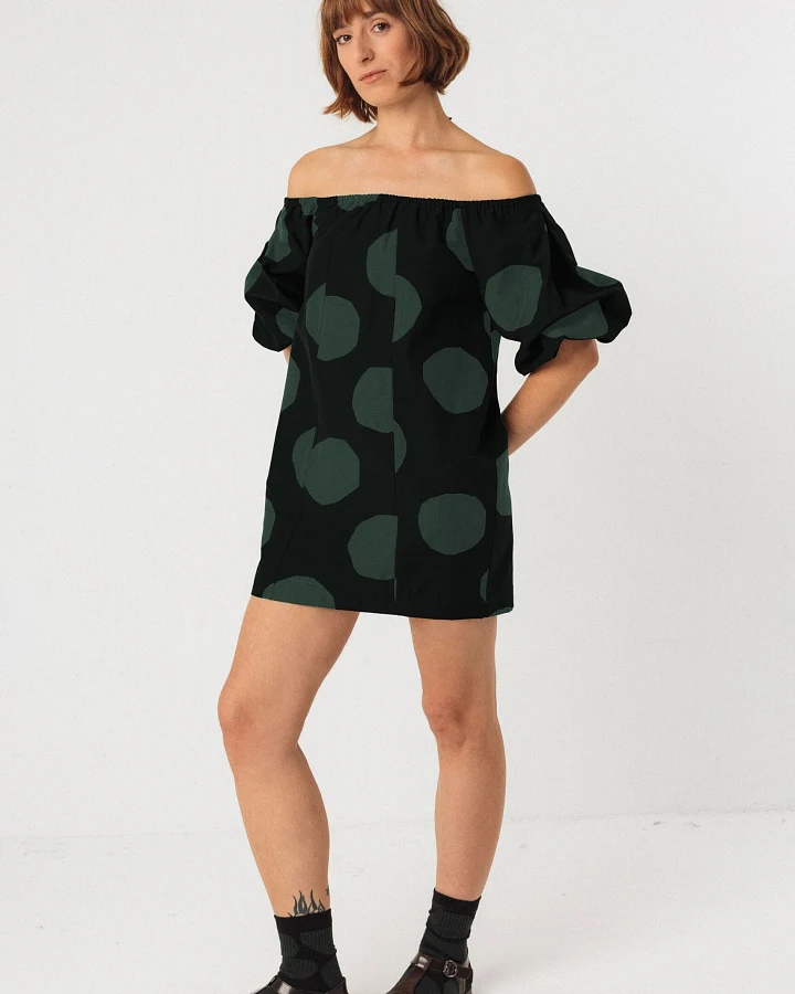 SKFK Damen vegan Kleid Silbane Grün/Schwarz