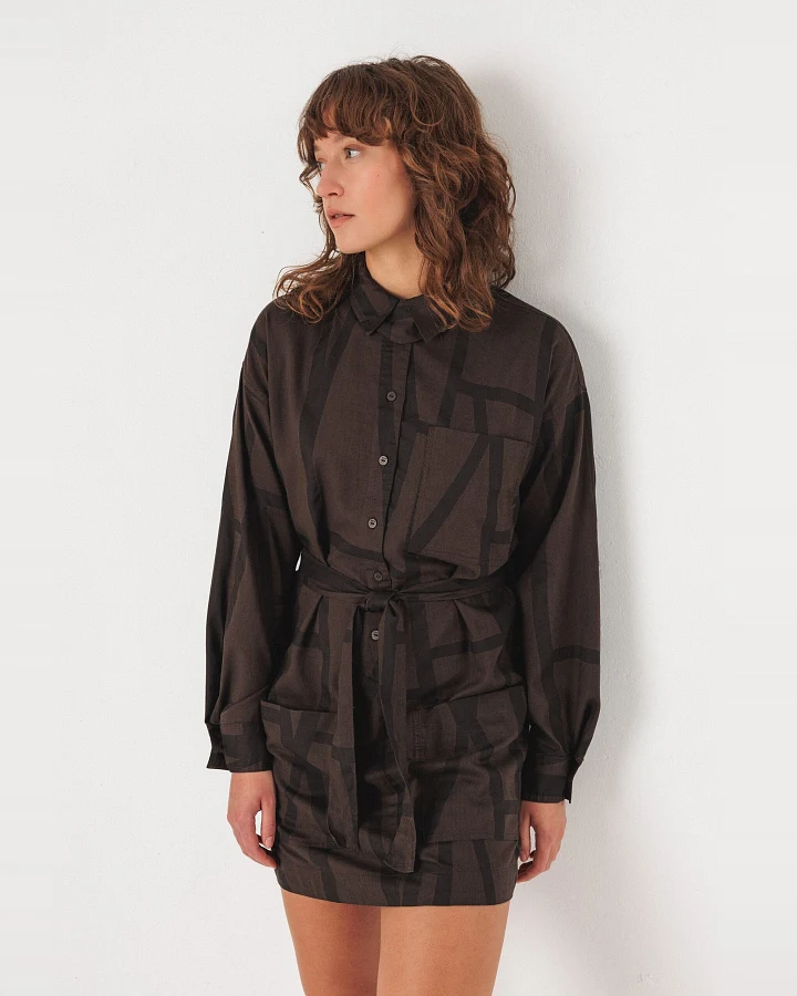 SKFK Damen vegan Hemdkleid Izua Braun
