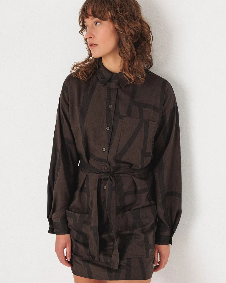 SKFK Damen vegan Hemdkleid Izua Braun