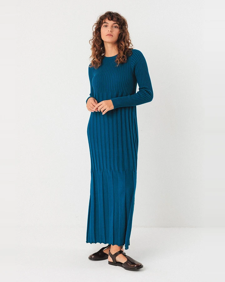 SKFK Damen vegan Strickkleid Bedia Blau