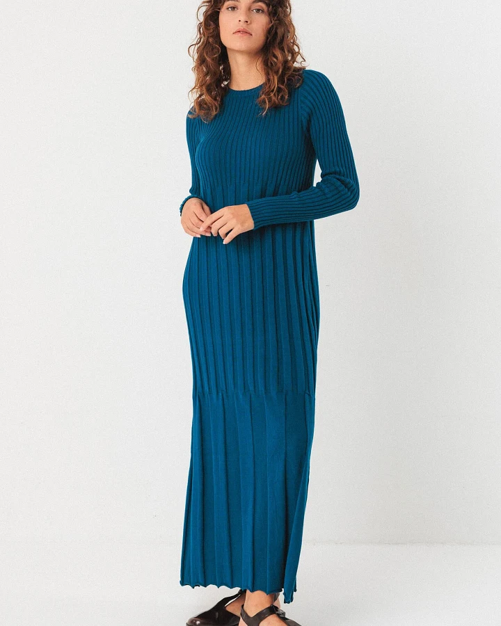 SKFK Damen vegan Strickkleid Bedia Blau