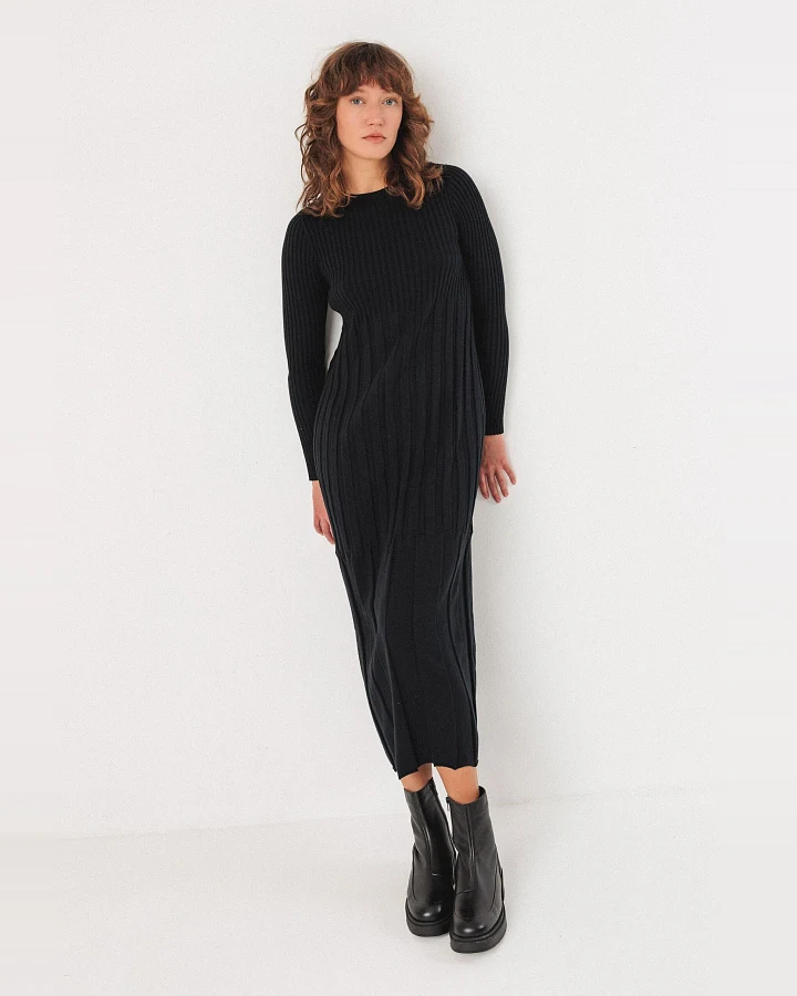 SKFK Damen vegan Strickkleid Bedia Schwarz