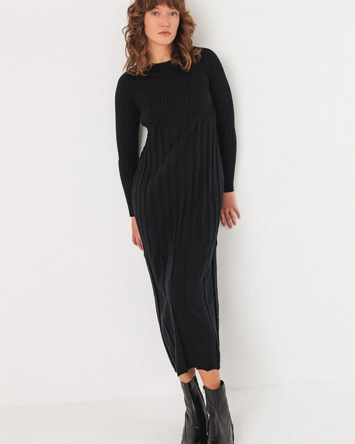 SKFK Damen vegan Strickkleid Bedia Schwarz