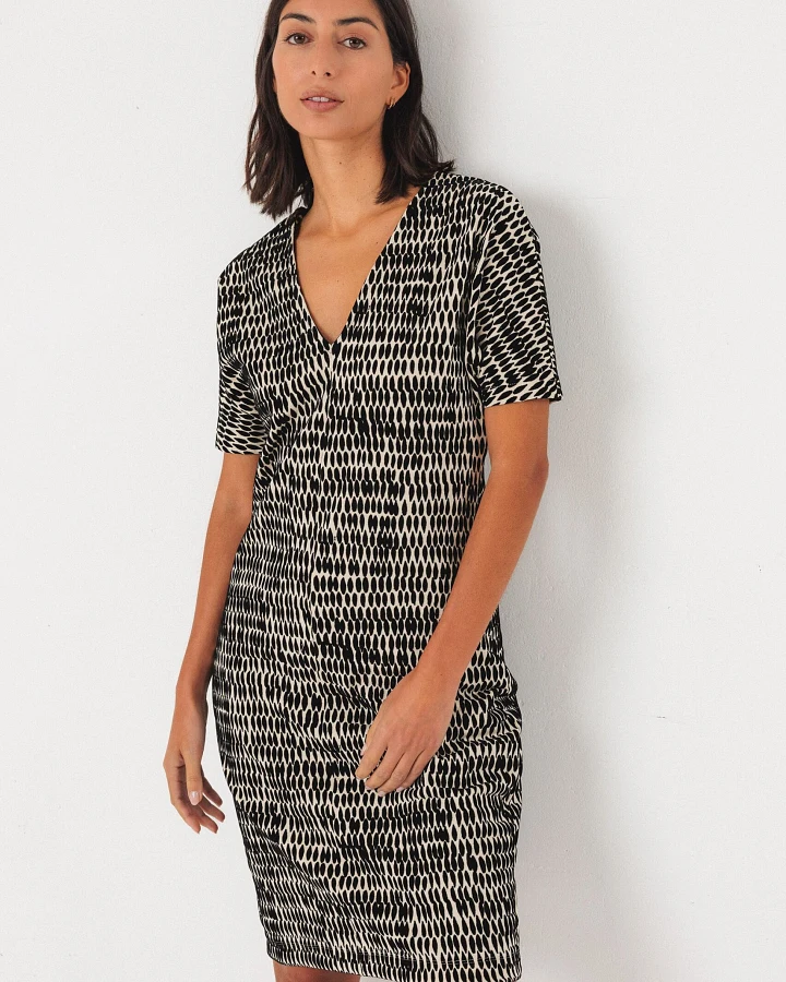 SKFK Damen vegan Kleid Edit Schwarz/Weiß