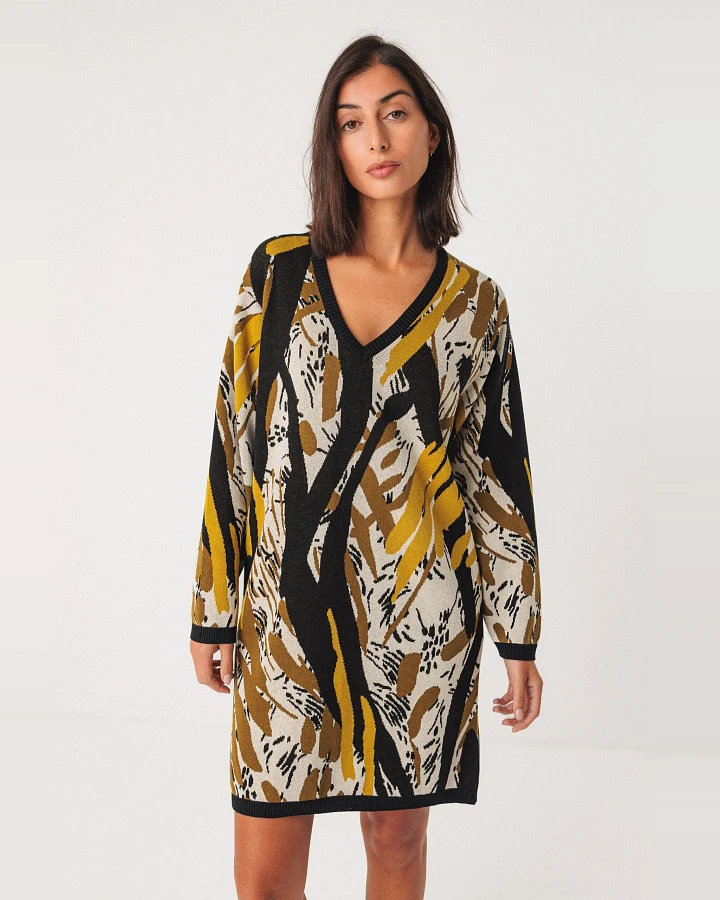 SKFK Damen vegan Strickkleid Aiza Mehrfarbig