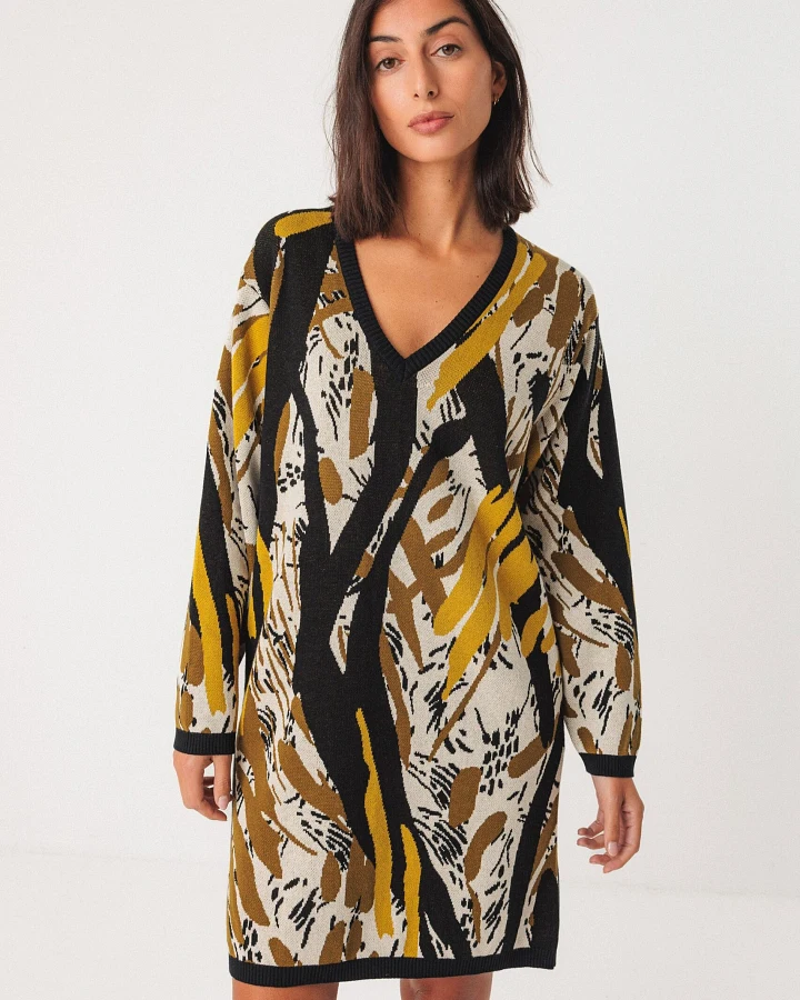 SKFK Damen vegan Strickkleid Aiza Mehrfarbig
