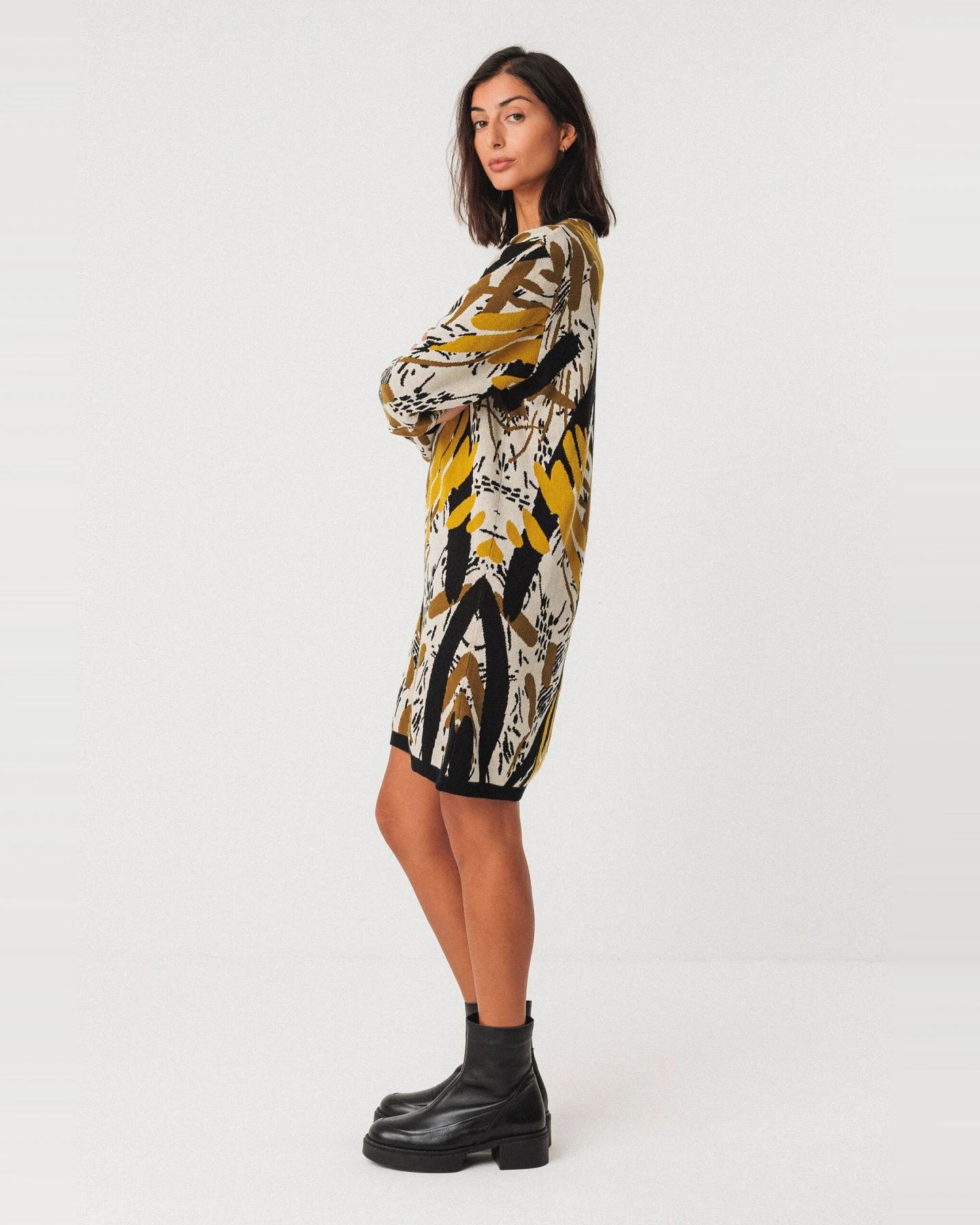 SKFK Damen vegan Strickkleid Aiza Mehrfarbig – Ansicht 2