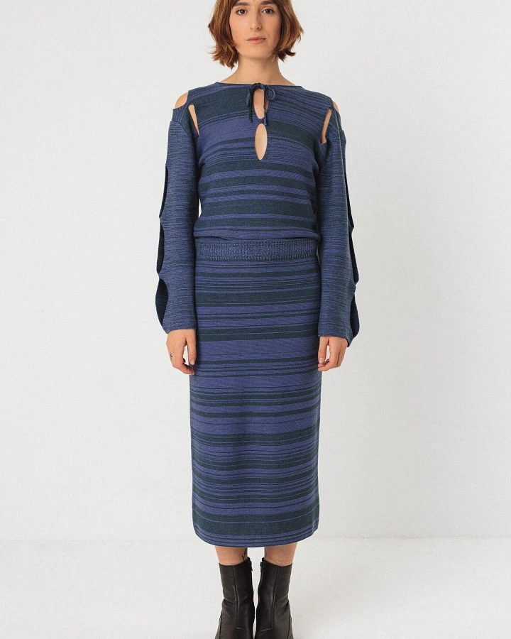 SKFK Damen vegan Kleid Tina Blau