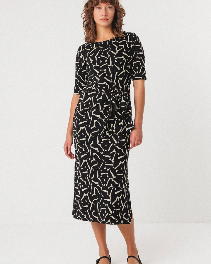 SKFK Damen vegan Kleid Ani Schwarz/Weiß