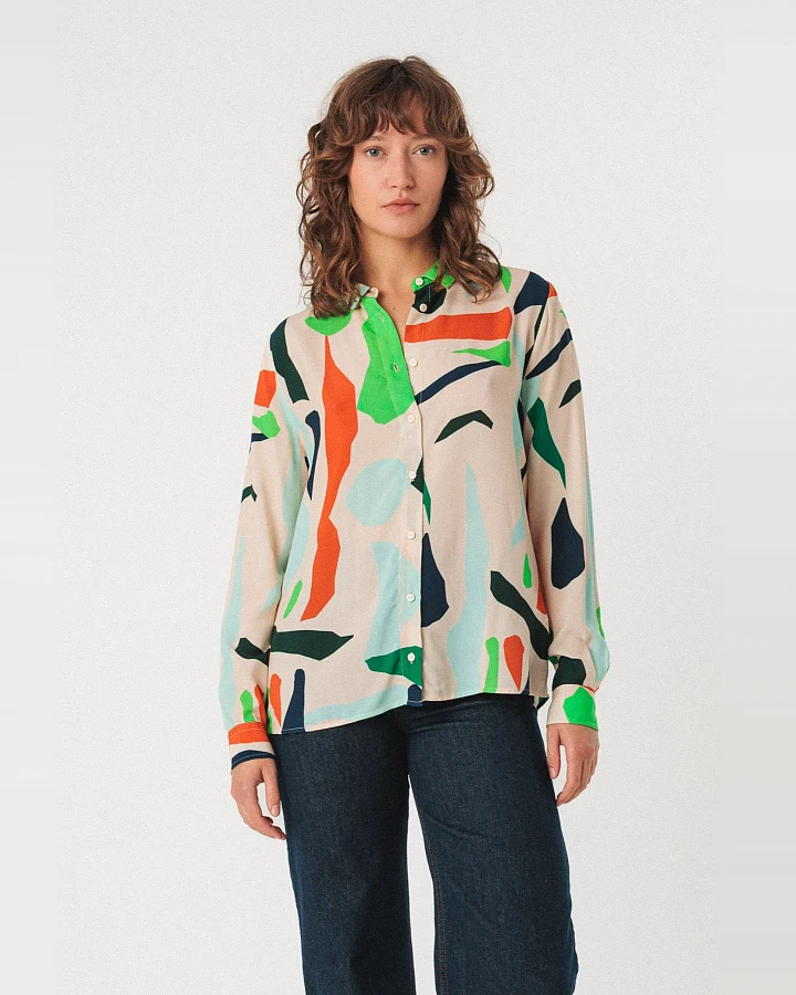 SKFK Damen vegan Bluse Asune Mehrfarbig