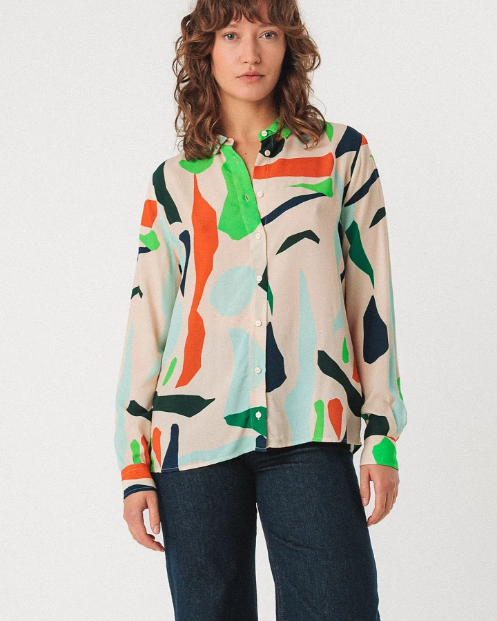 SKFK Damen vegan Bluse Asune Mehrfarbig