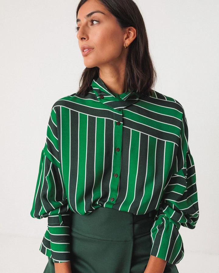 SKFK Damen vegan Hemd Lone Grün/Schwarz