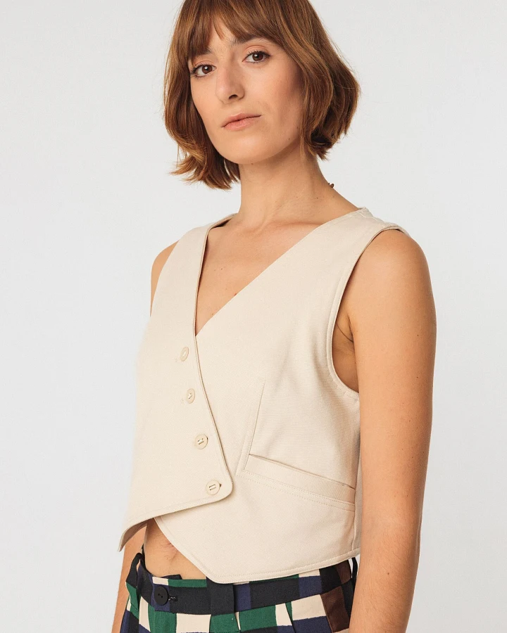 SKFK Damen vegan Weste Barria Beige