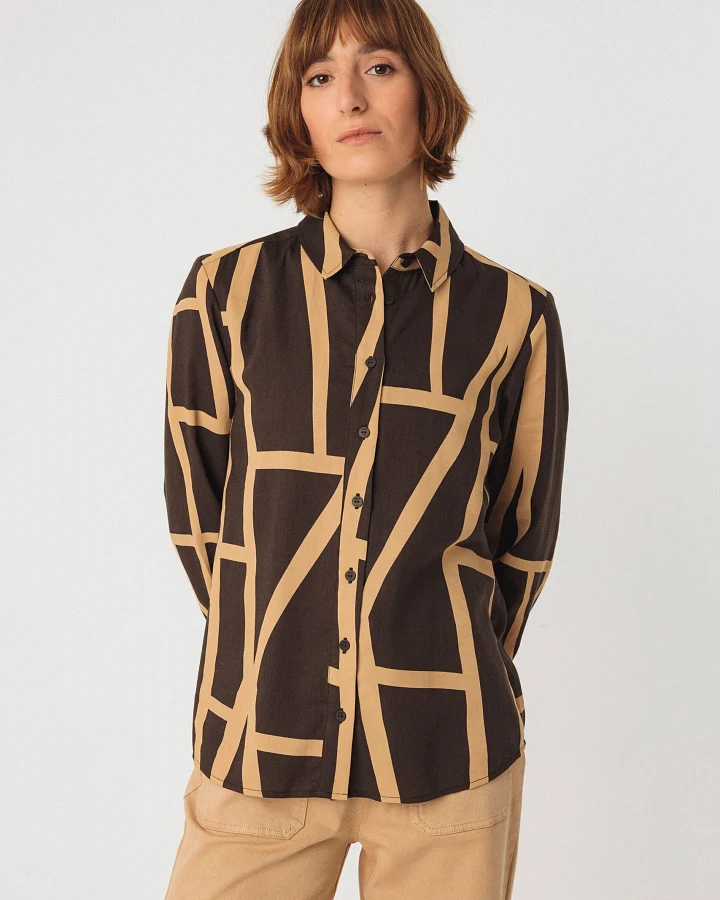 SKFK Damen vegan Hemd Asune Braun