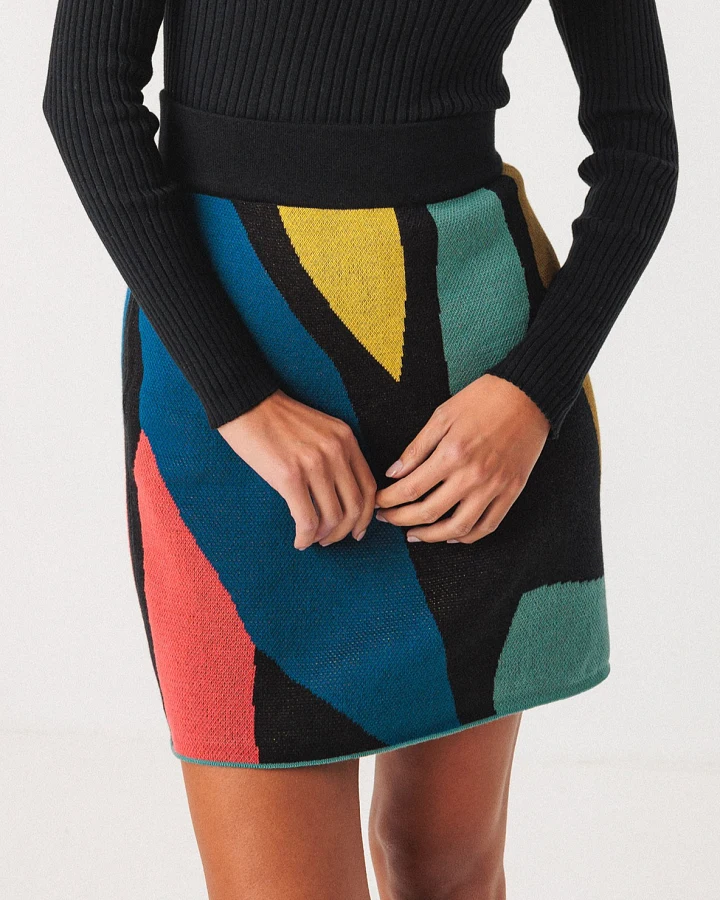 SKFK Damen vegan Rock Karia Mehrfarbig