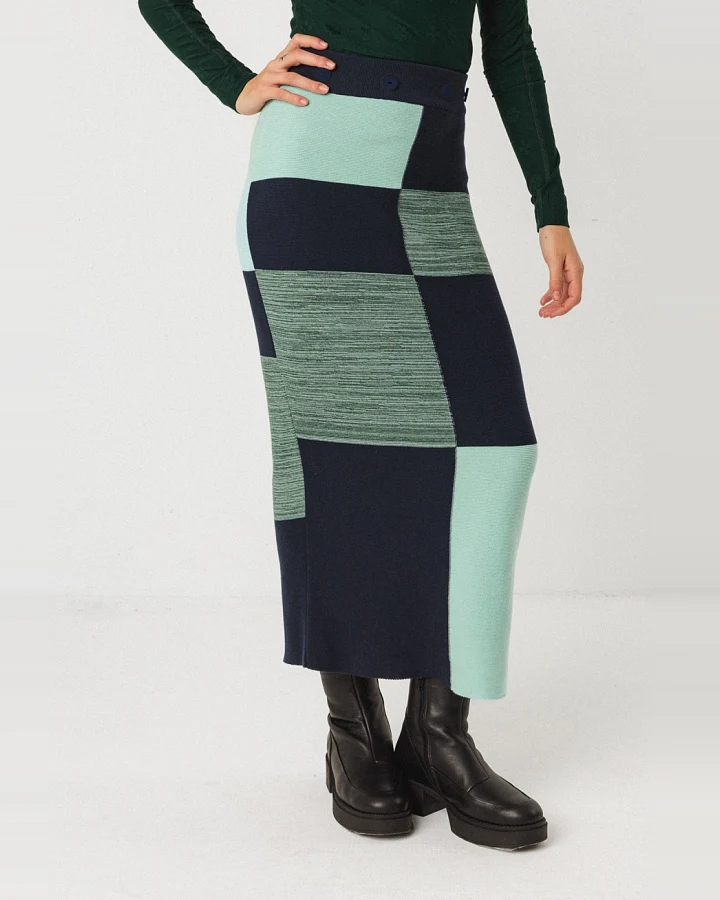 SKFK Damen vegan Rock Zweiteiler Ibana Blau