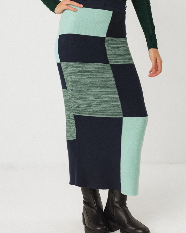 SKFK Damen vegan Rock Zweiteiler Ibana Blau