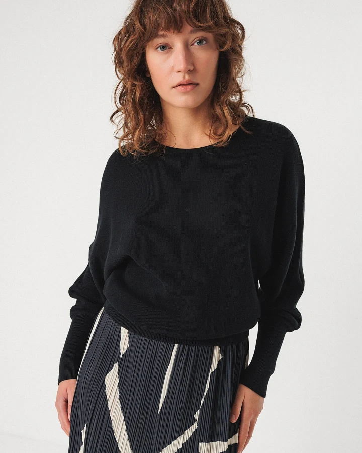 SKFK Damen vegan Strickpullover Ibar Schwarz