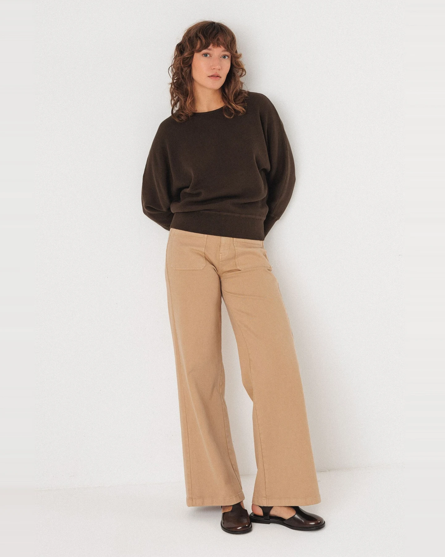 SKFK Damen vegan Strickpullover Ibar Braun – Ansicht 2