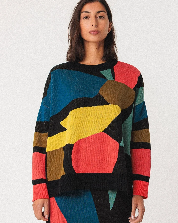 SKFK Damen vegan Strickpullover Lexa Mehrfarbig
