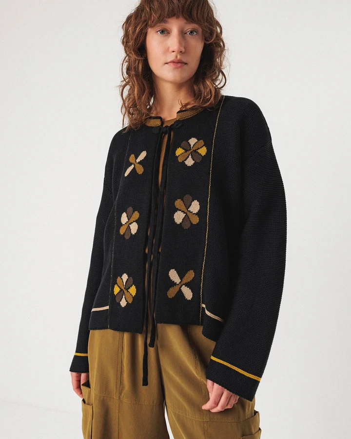 SKFK Damen vegan Strickjacke Edunxe Schwarz