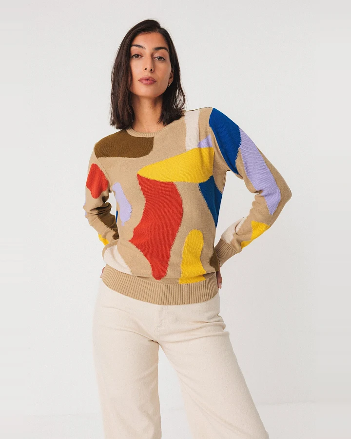 SKFK Damen vegan Pullover Iradi Mehrfarbig