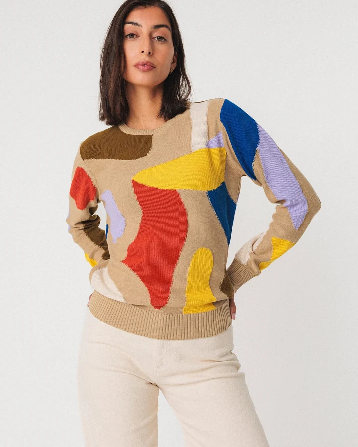 SKFK Damen vegan Pullover Iradi Mehrfarbig