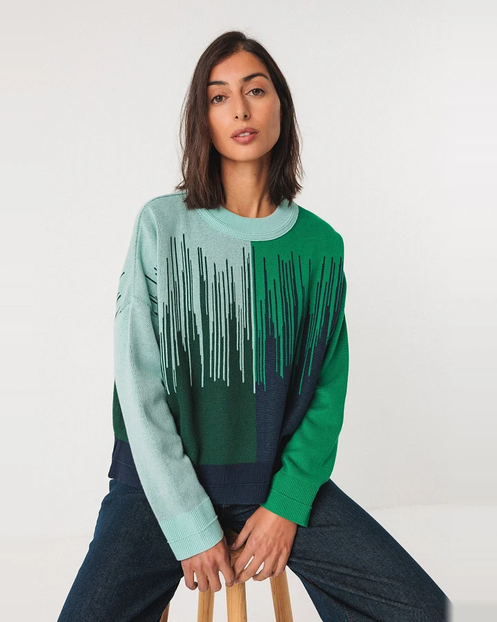 SKFK Damen vegan Pullover Ismene Mehrfarbig