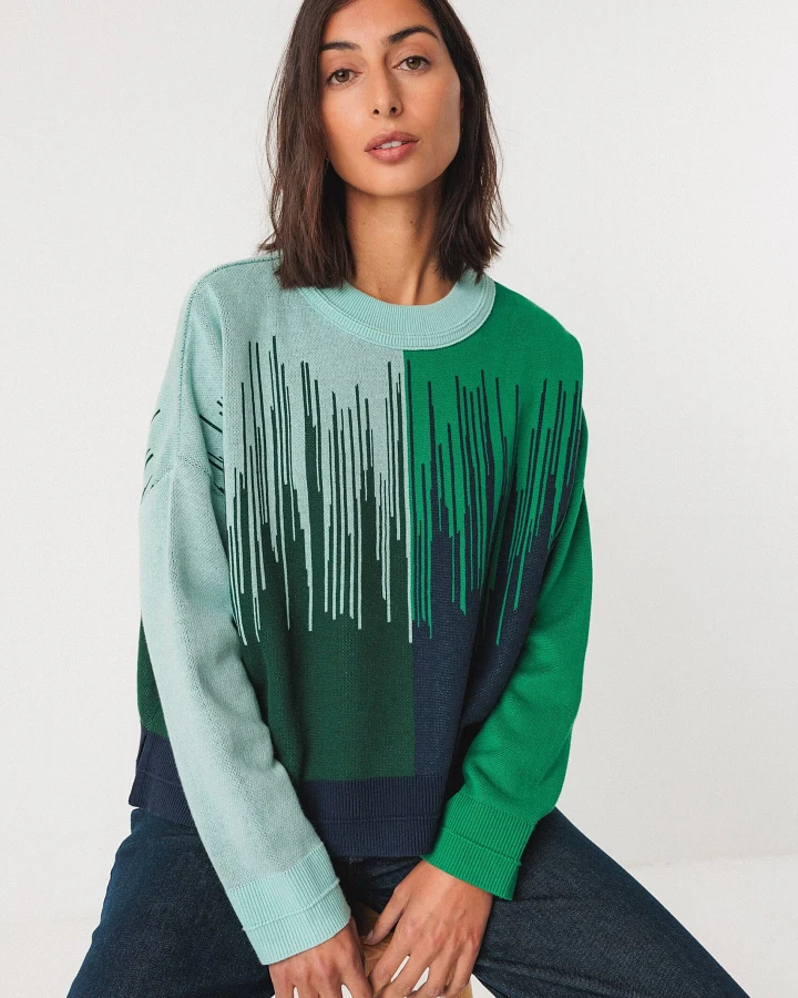 SKFK Damen vegan Pullover Ismene Mehrfarbig