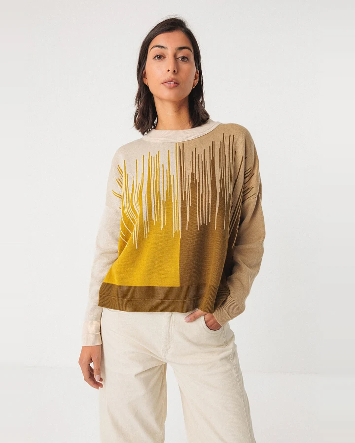 SKFK Damen vegan Strickpullover Ismene Mehrfarbig