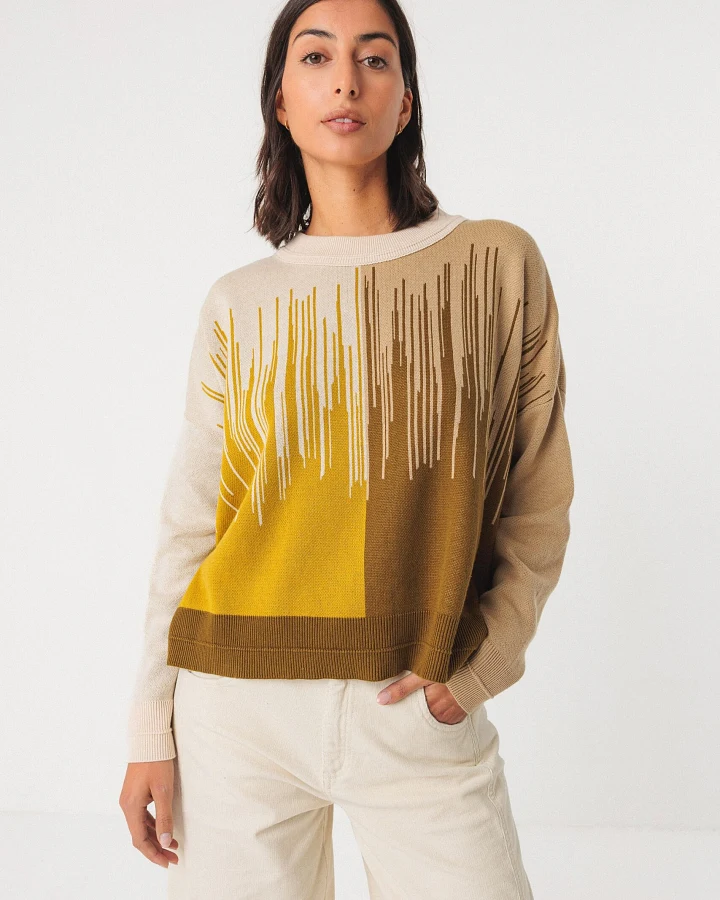 SKFK Damen vegan Strickpullover Ismene Mehrfarbig