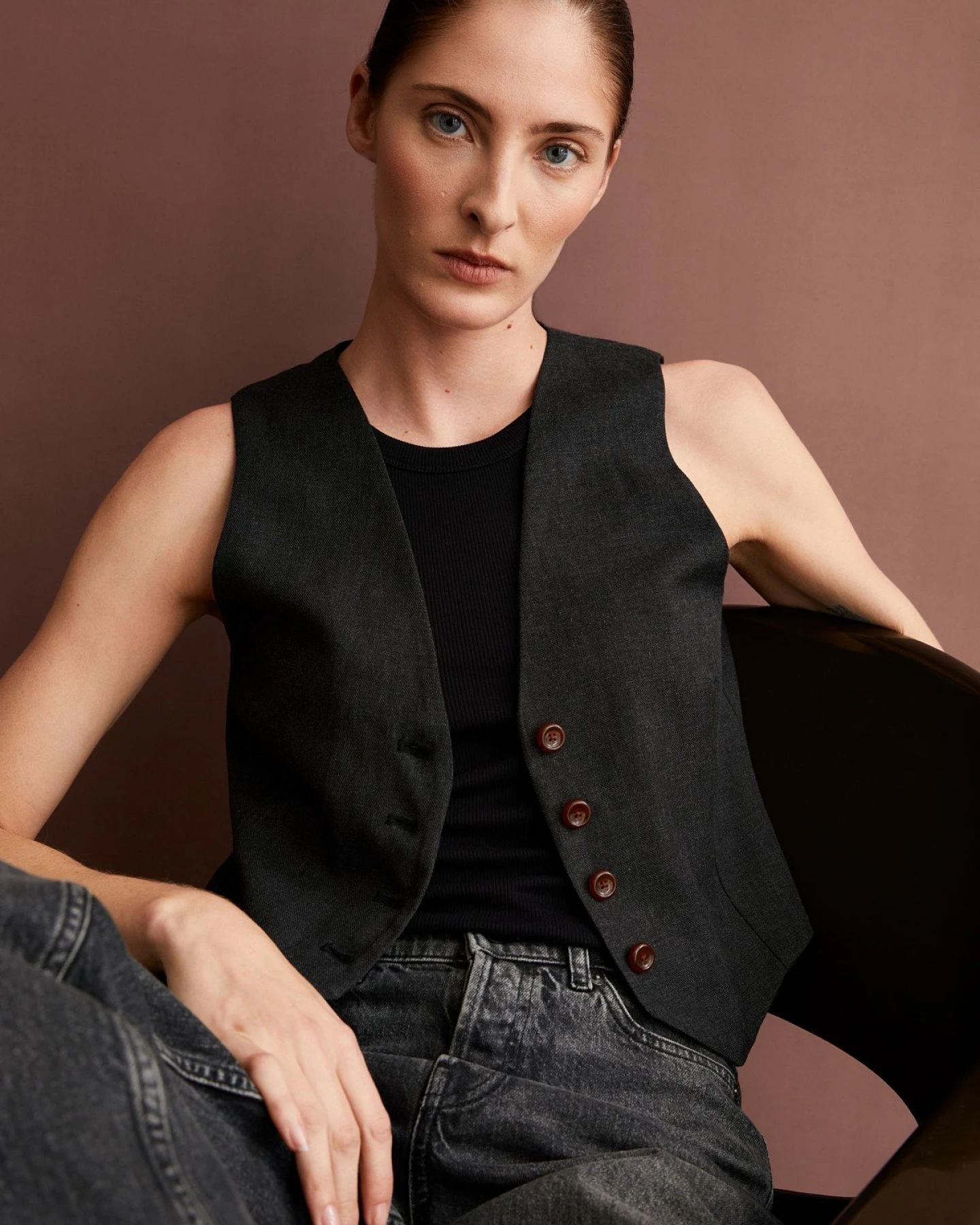 Weste Sineriaa Premium Tencel Grau – Ansicht 4