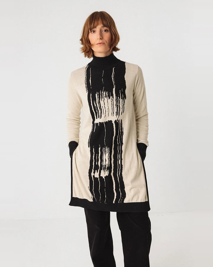 SKFK Damen vegan Pullover Erika Beige/Schwarz