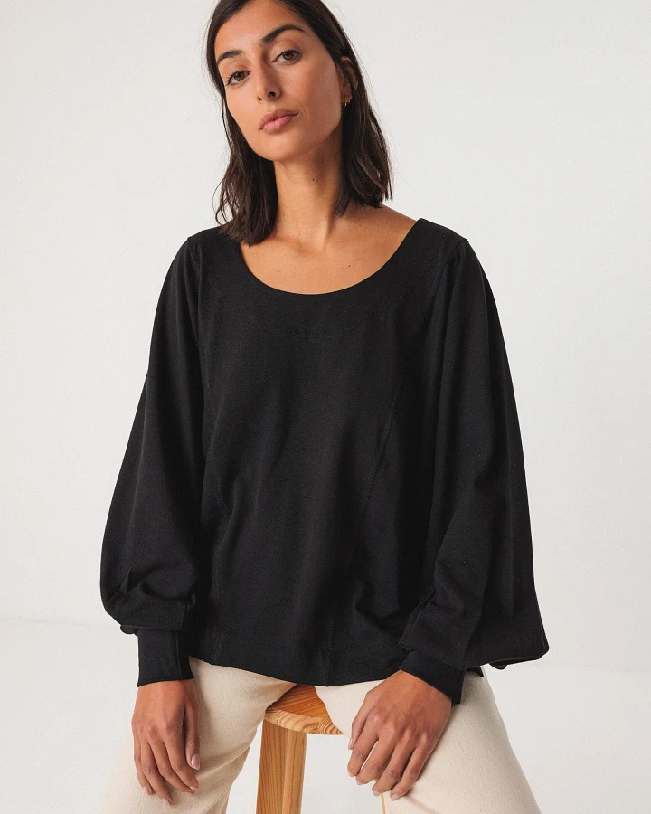SKFK Damen vegan T-Shirt Gartze Schwarz